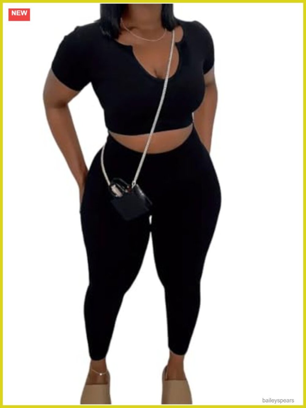 2 Piece Crop Top and High Waist Leggings Set Yoga Workout Outfit